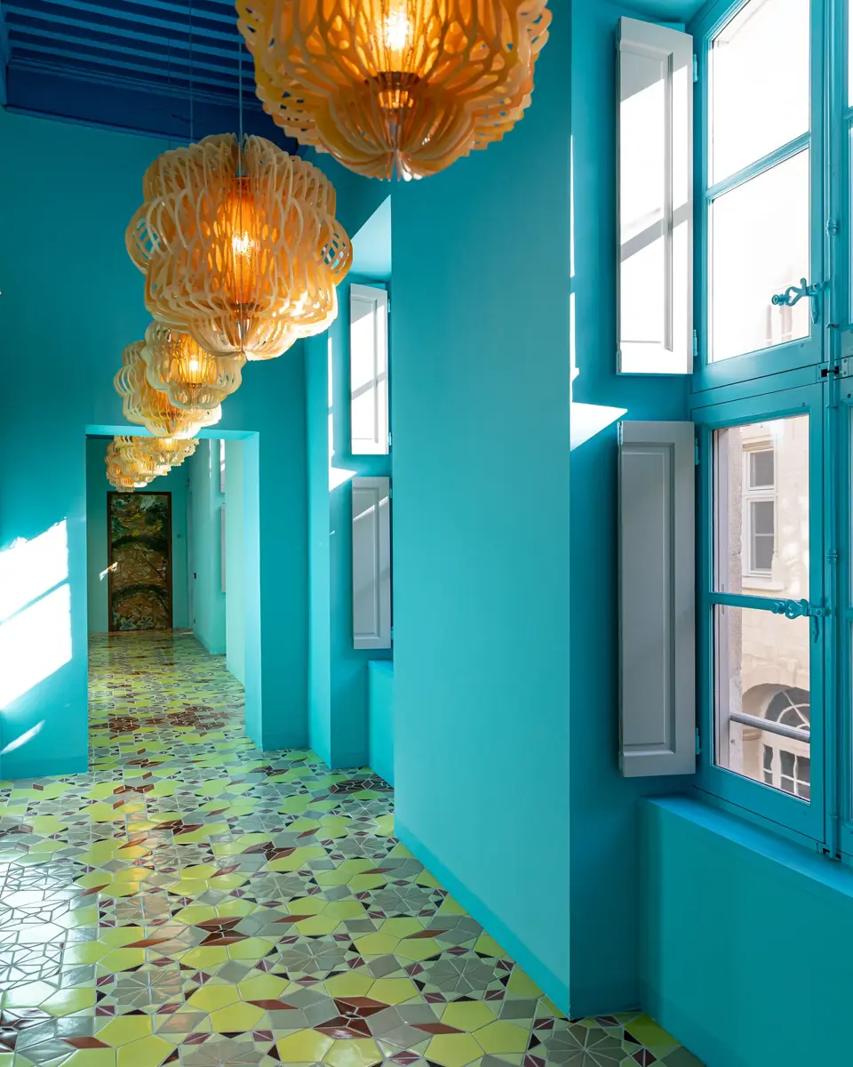 Corridor at hotel L'Arlatan in Arles